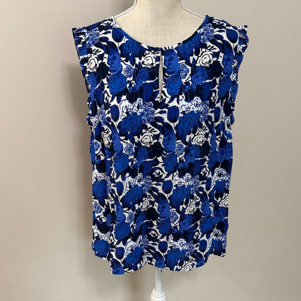 Boden Blue and White Floral Sleeveless Camisole